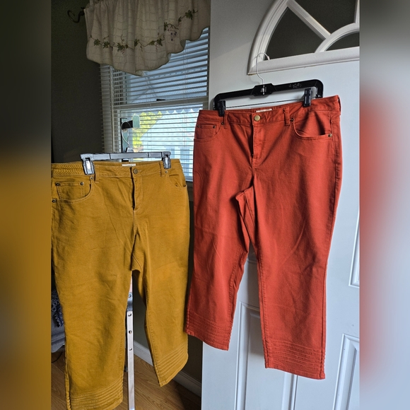 Logo Lori Goldstein Crop Pants Mustard/Rust Pants Bundle Of 2 Sz 16P - Picture 1 of 9